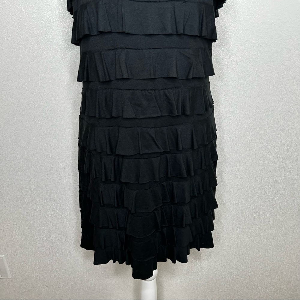 Express Womens Black Sleeveless Tiered Mini Bodycon Dress Scoop Neck Size M LBD - Picture 3 of 9